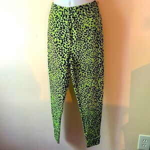 Butterfly Dsigns Lime Leopard Print Leggings Sz L